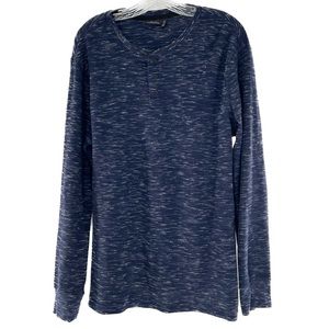 Marc Anthony Slim Fit Navy Marled Waffle Knit Henley L/S Shirt Men's Size XL